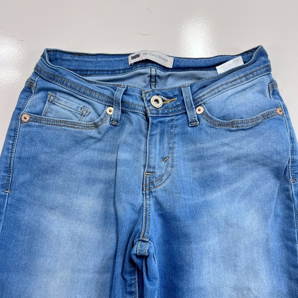 Levi’s 529 Curvy Straight Jeans Women 27x32 Light Wash Blue Stretch Denim - Picture 2 of 8